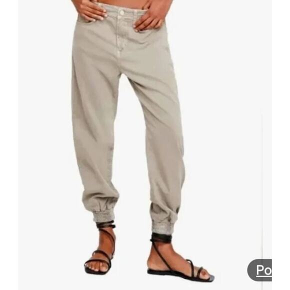 ZARA The Mercer Jogger Tapered Leg Ecru Womens Size Medium - Picture 1 of 10